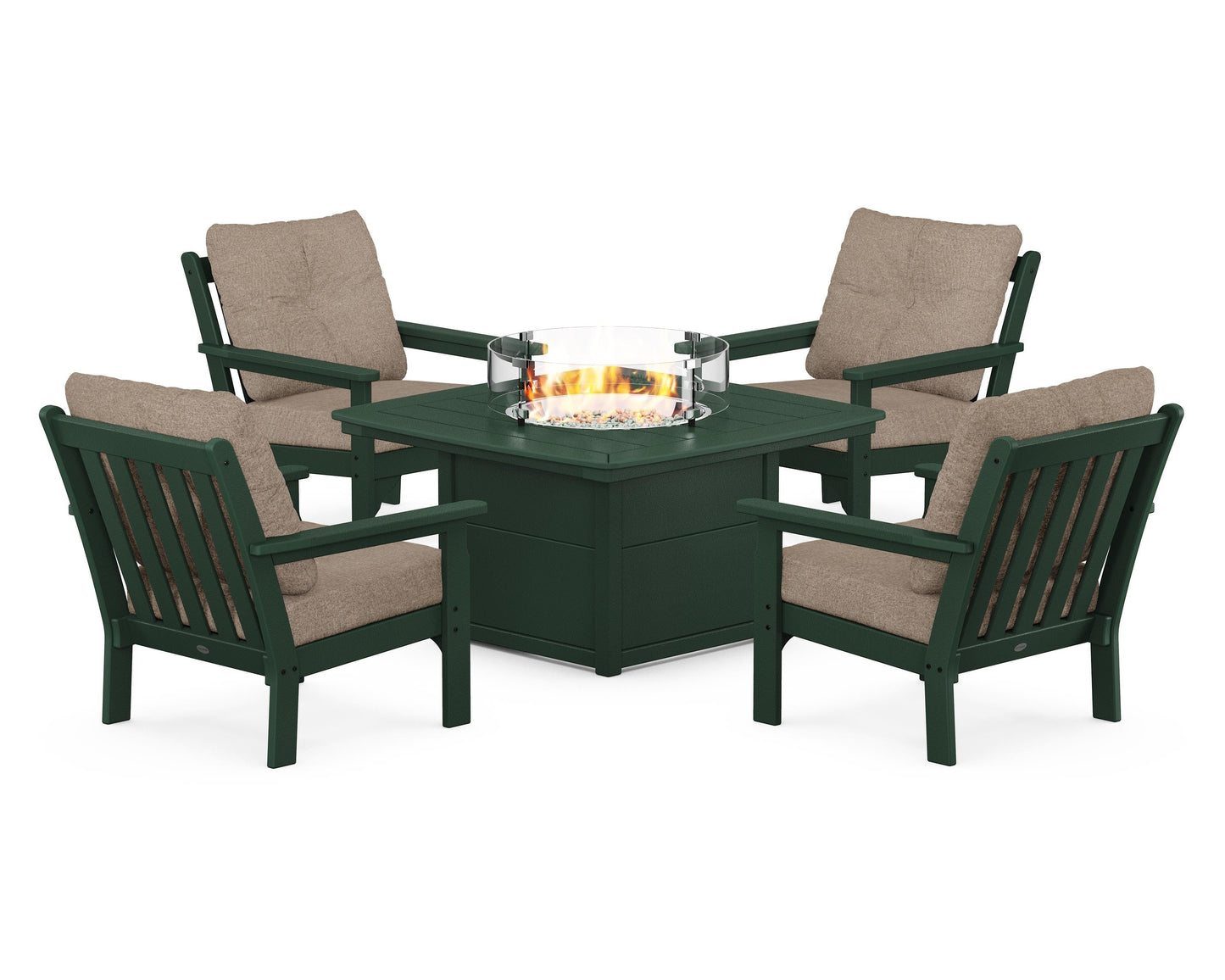 Vineyard 5-Piece Conversation Set with Fire Pit Table