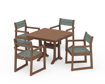 EDGE Sling 5-Piece Farmhouse Dining Set with Trestle Legs