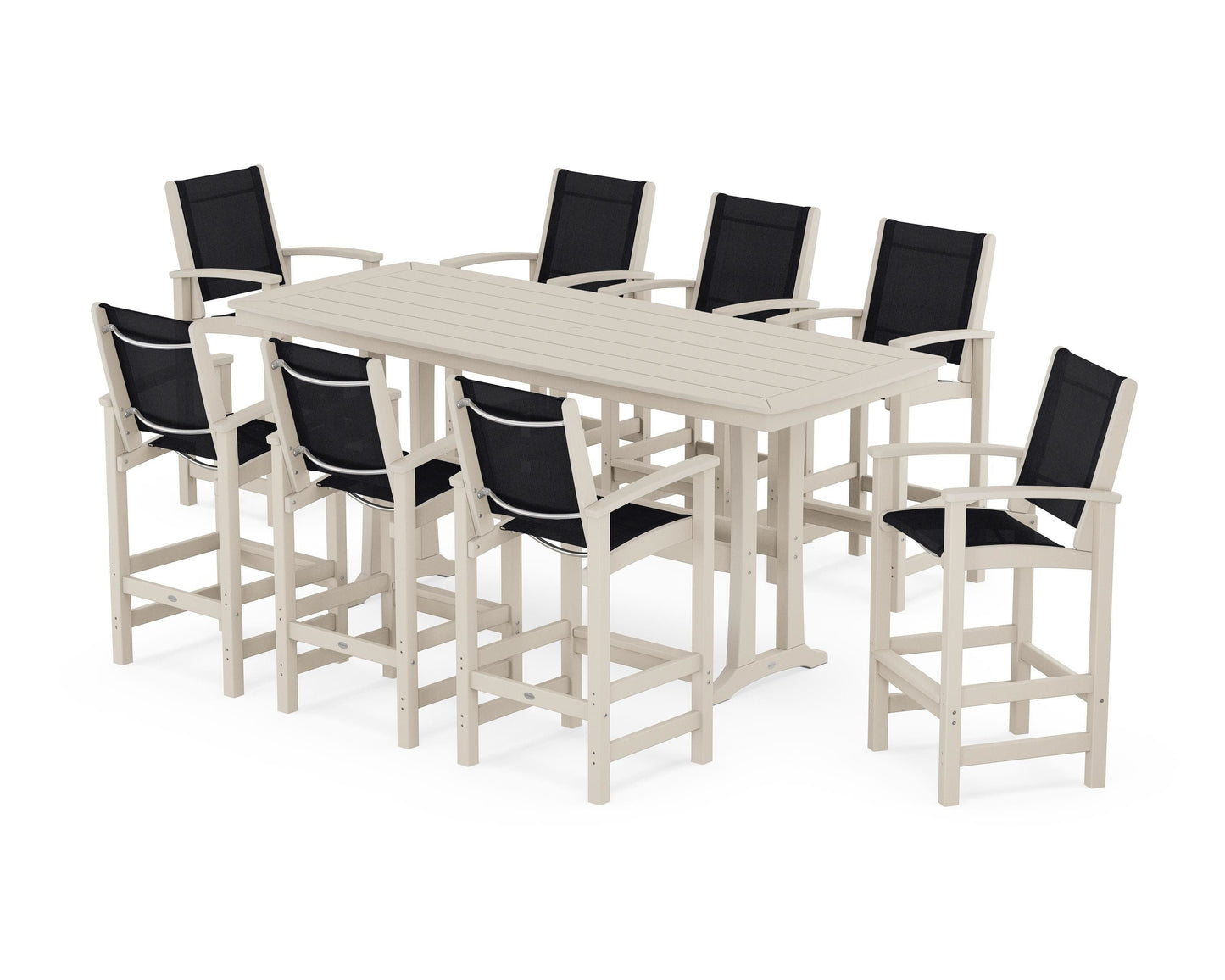 Coastal 9-Piece Bar Set with Trestle Legs