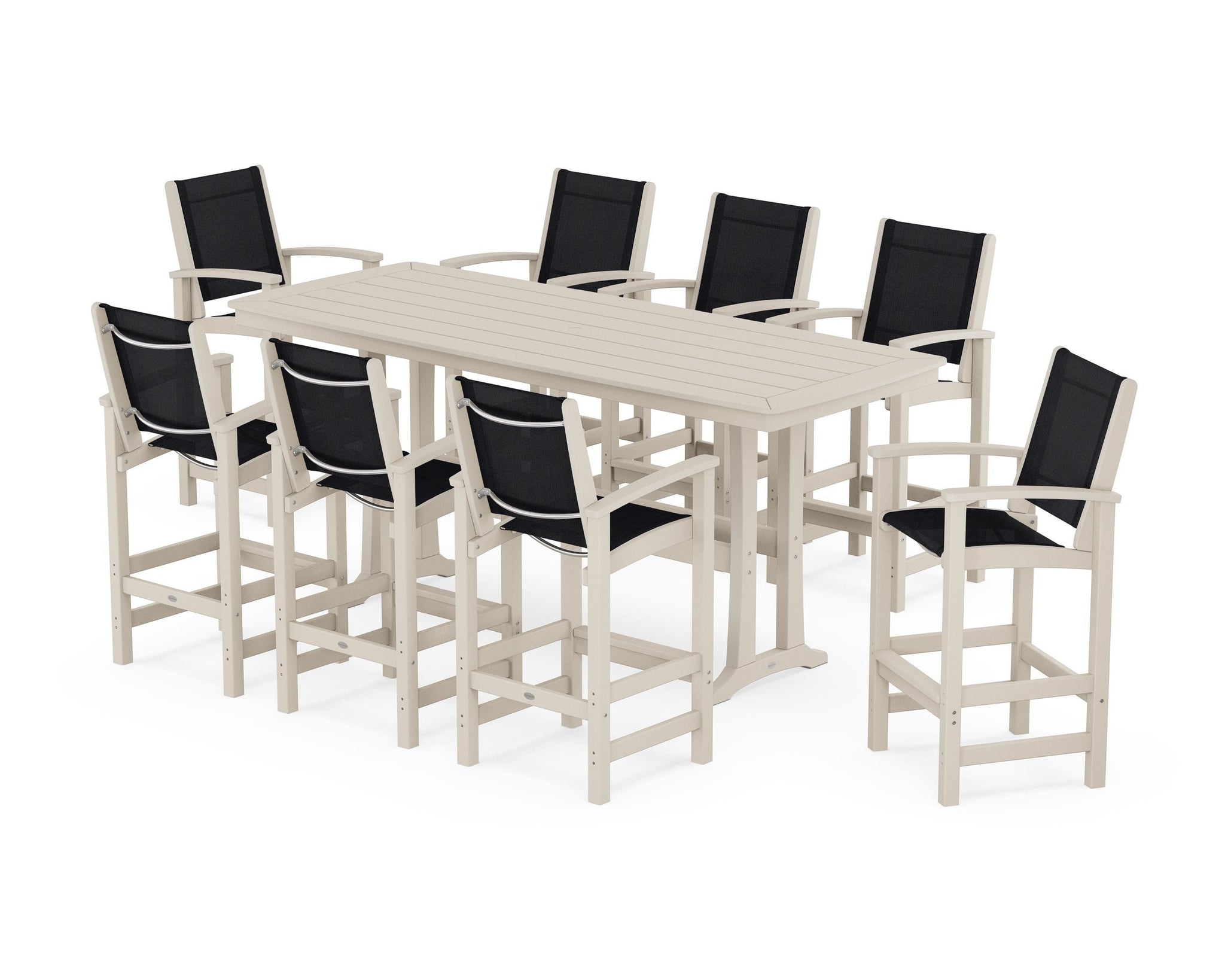 Coastal 9-Piece Bar Set with Trestle Legs
