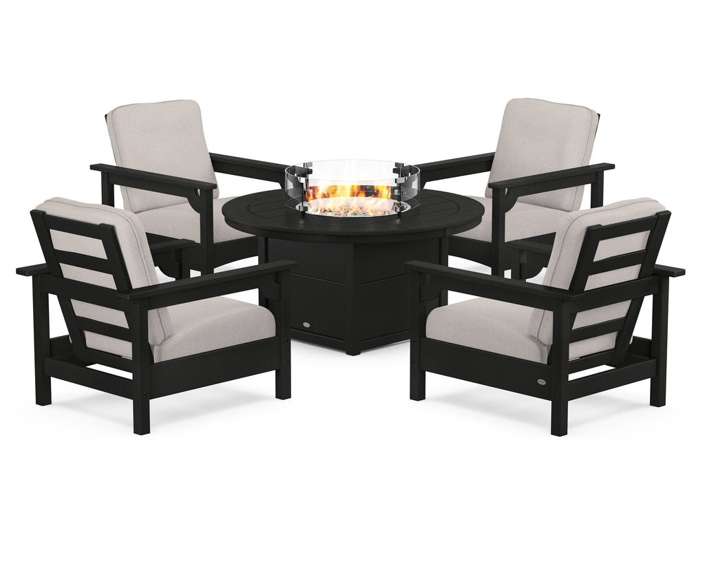 Club 5-Piece Conversation Set with Fire Pit Table
