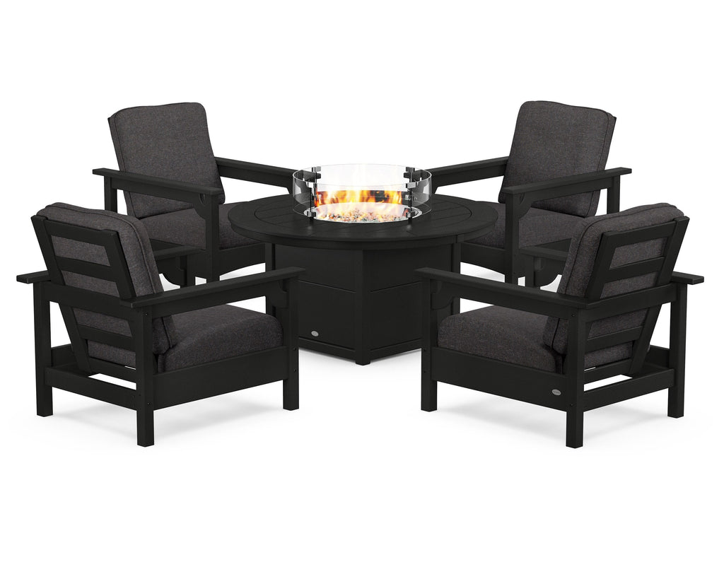 Club 5-Piece Conversation Set with Fire Pit Table