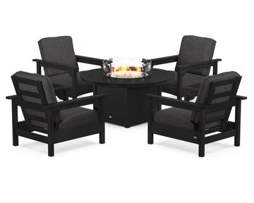 Club 5-Piece Conversation Set with Fire Pit Table