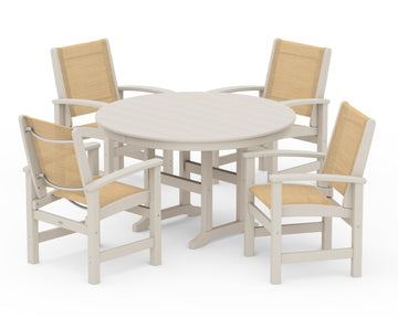 Coastal 5-Piece Round Farmhouse Dining Set
