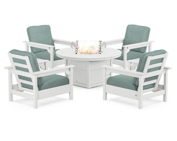 Club 5-Piece Conversation Set with Fire Pit Table