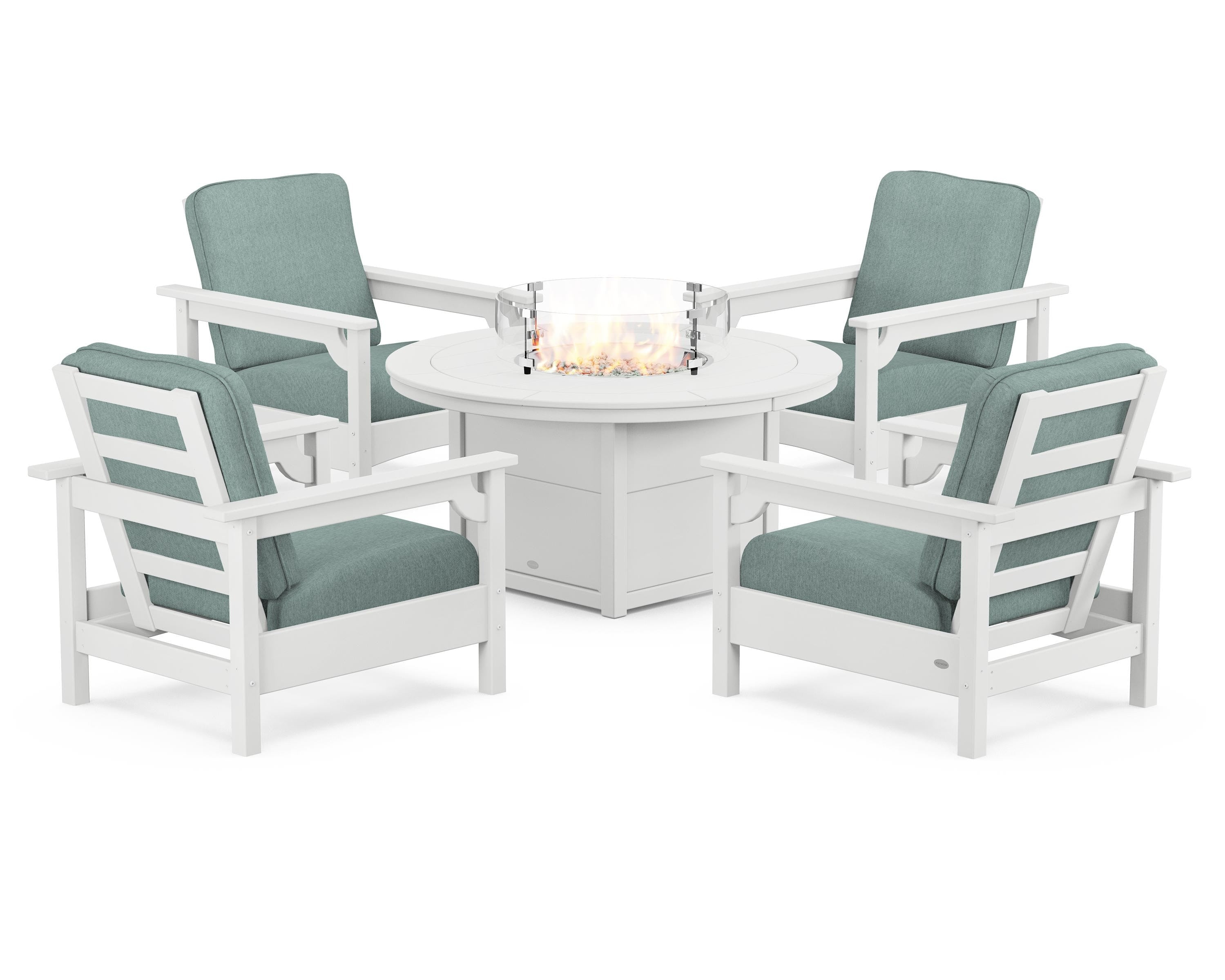 Club 5-Piece Conversation Set with Fire Pit Table