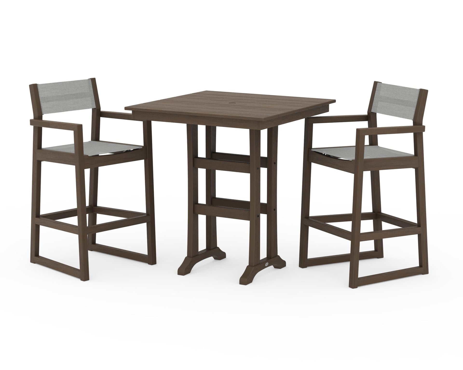 EDGE Sling Arm Chair 3-Piece Farmhouse Bar Set with Trestle Legs