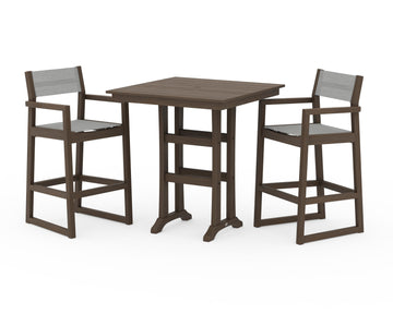 EDGE Sling Arm Chair 3-Piece Farmhouse Bar Set with Trestle Legs