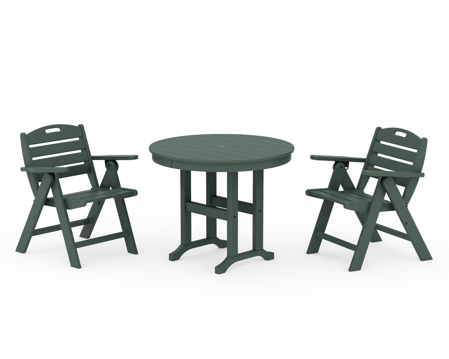 Nautical Folding Lowback Chair 3-Piece Round Dining Set