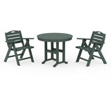 Nautical Folding Lowback Chair 3-Piece Round Dining Set