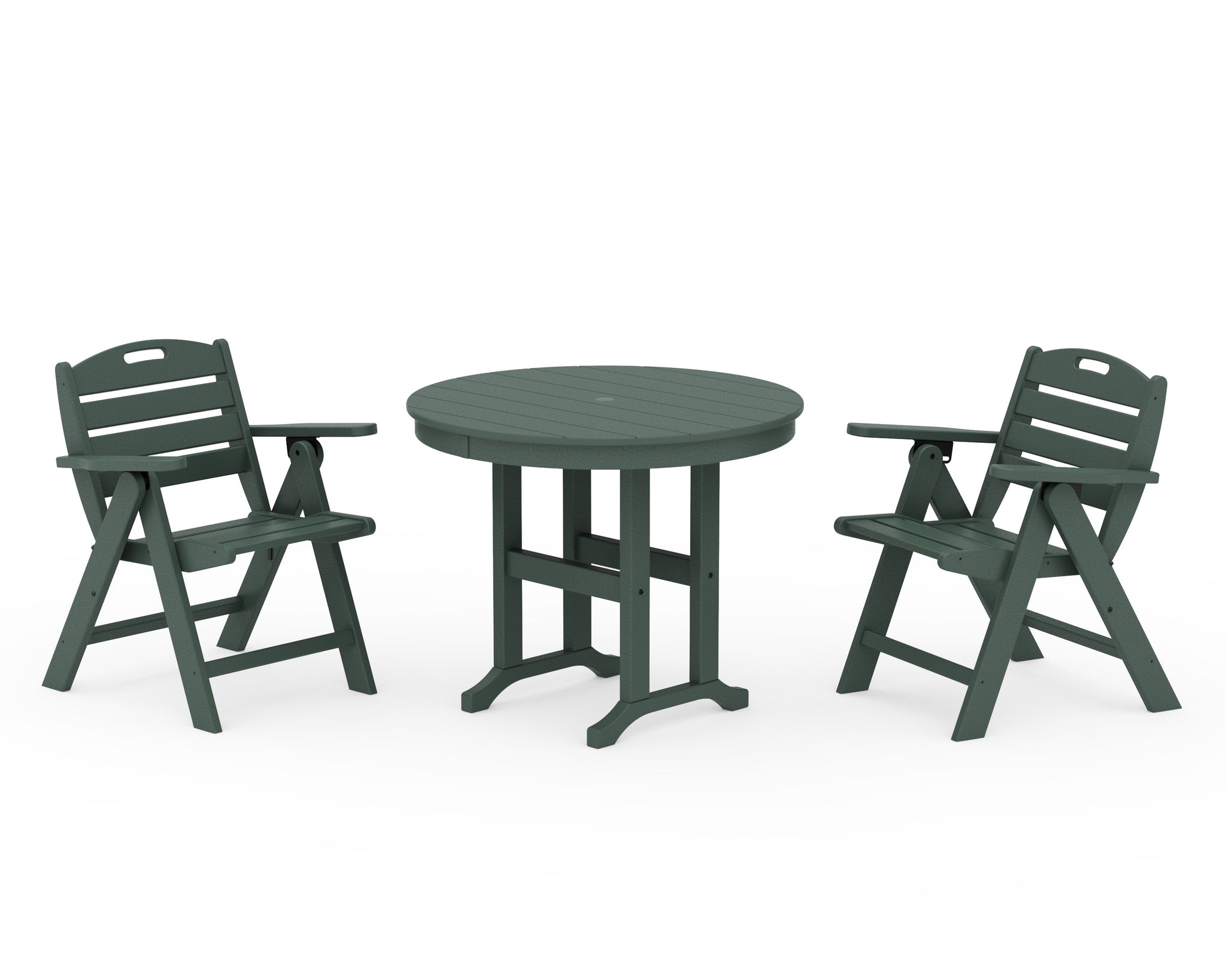 Nautical Folding Lowback Chair 3-Piece Round Dining Set