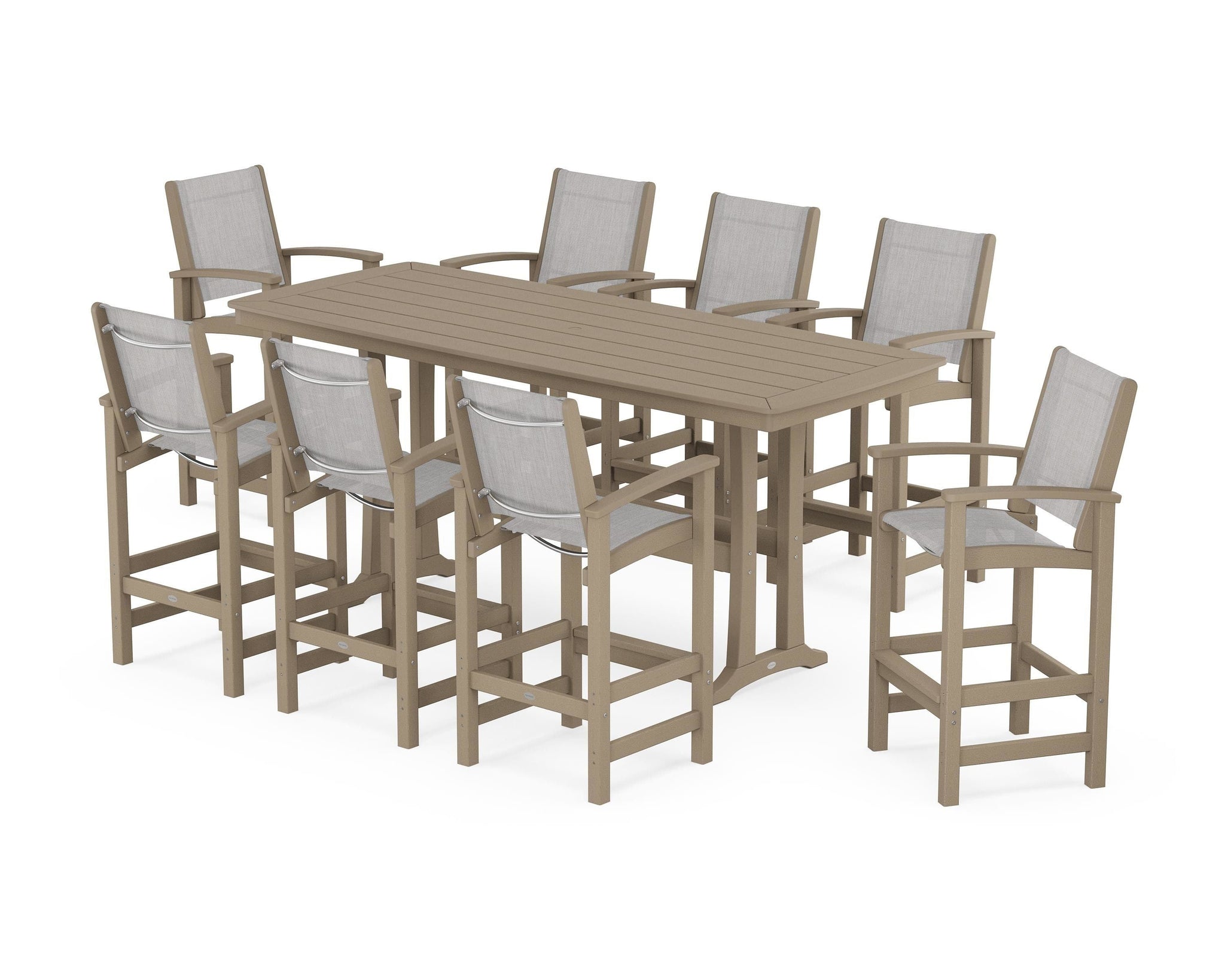 Coastal 9-Piece Bar Set with Trestle Legs