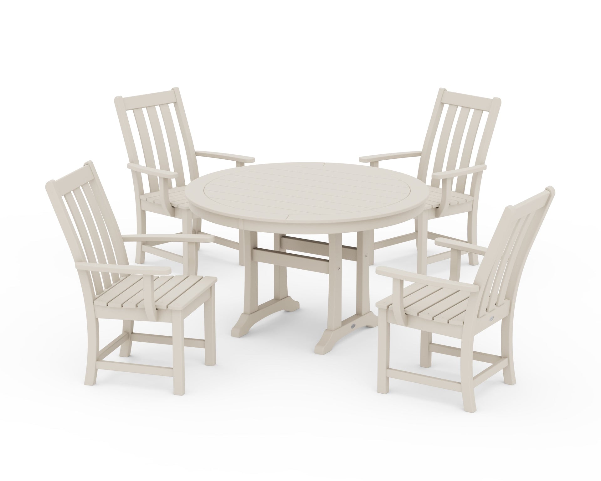 Vineyard 5-Piece Round Dining Set with Trestle Legs