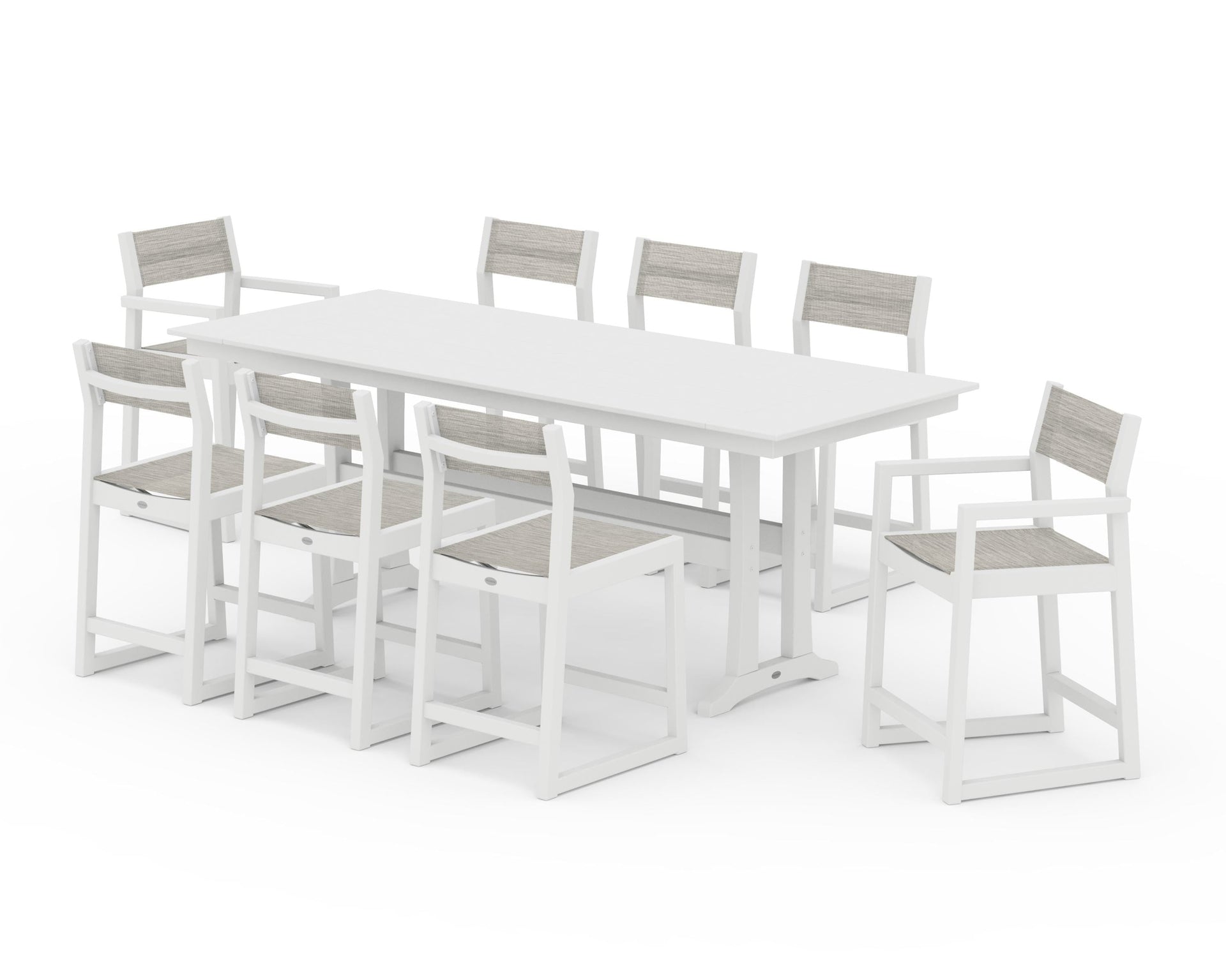 EDGE Sling 9-Piece Farmhouse Counter Set with Trestle Legs