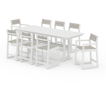 EDGE Sling 9-Piece Farmhouse Counter Set with Trestle Legs