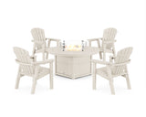 Seashell 4-Piece Upright Adirondack Conversation Set with Fire Pit Table