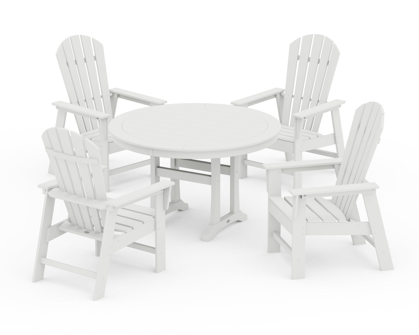 South Beach 5-Piece Round Dining Set with Trestle Legs
