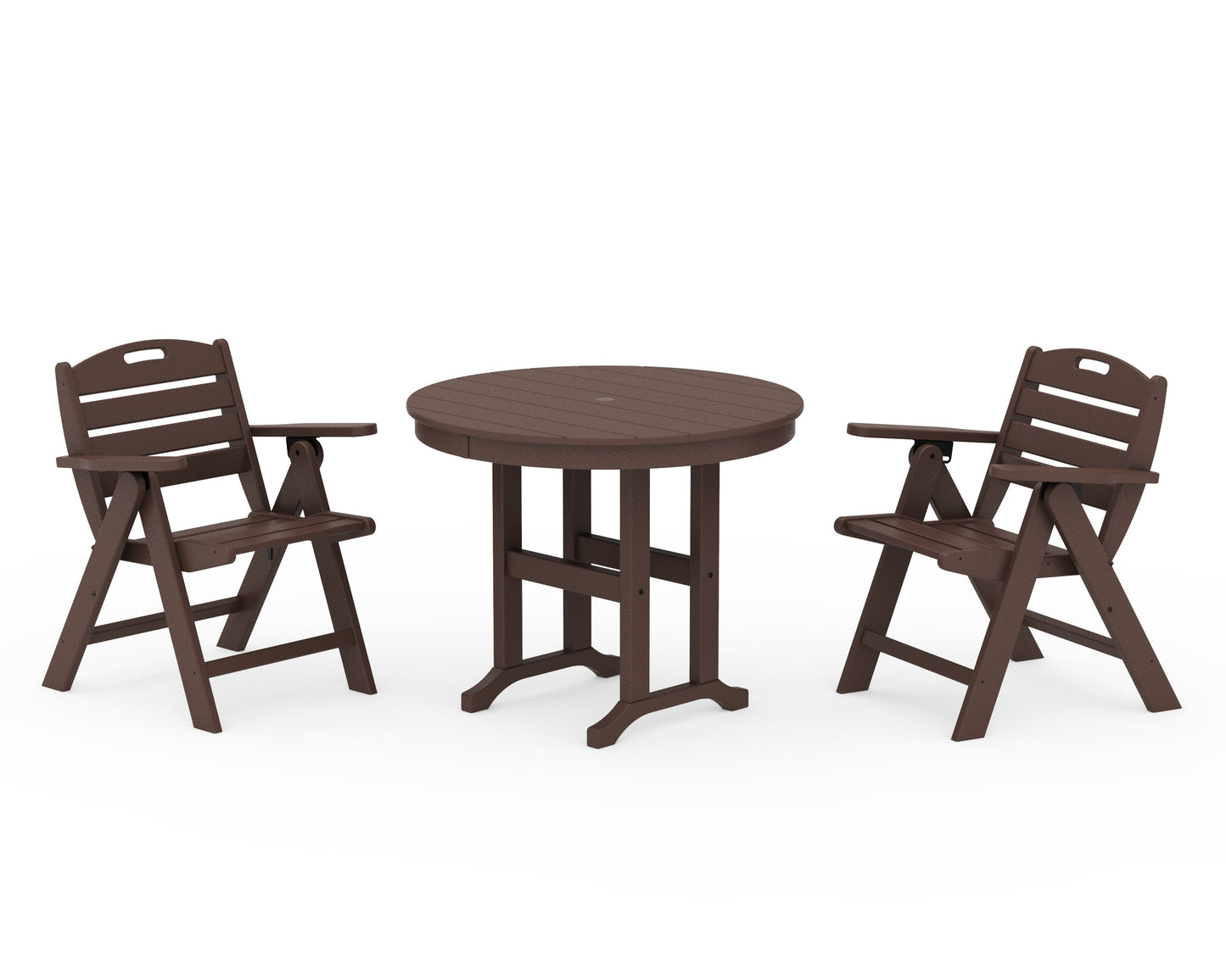 Nautical Folding Lowback Chair 3-Piece Round Dining Set