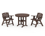 Nautical Folding Lowback Chair 3-Piece Round Dining Set