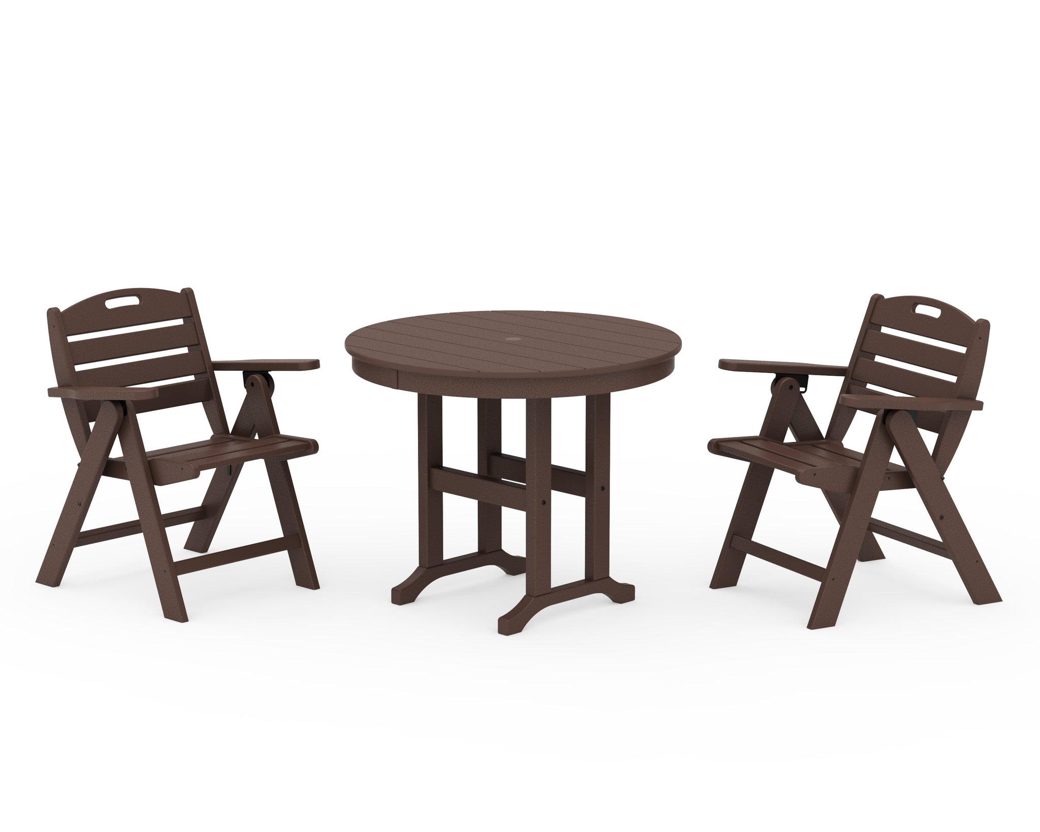 Nautical Folding Lowback Chair 3-Piece Round Dining Set