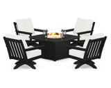 Vineyard 5-Piece Deep Seating Swivel Conversation Set with Fire Pit Table