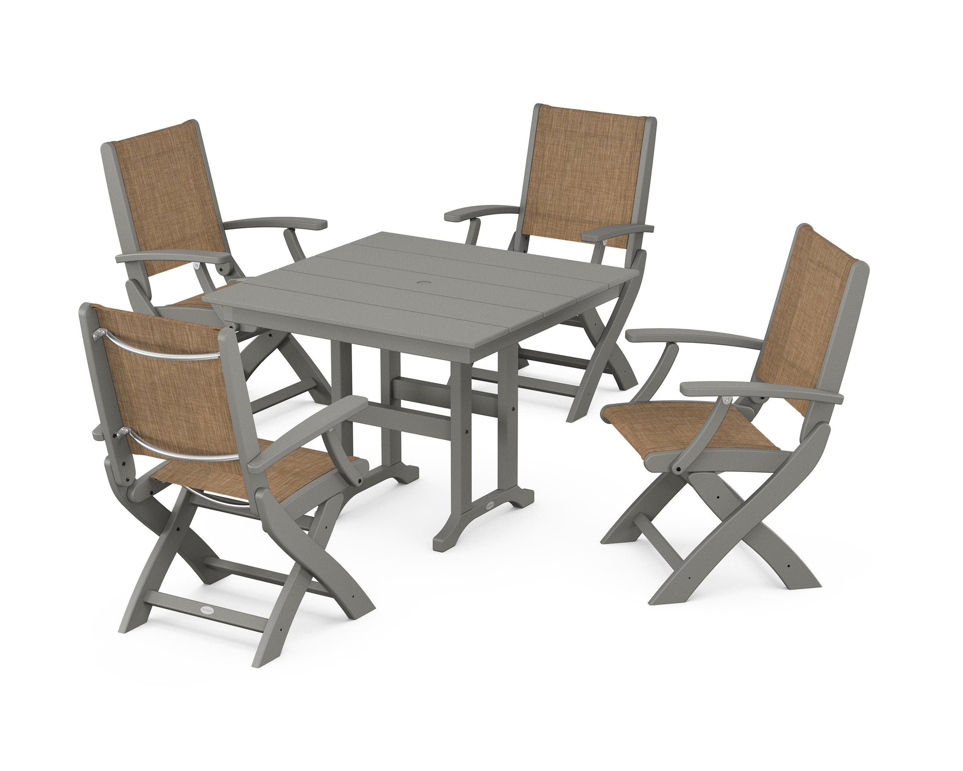 Coastal Folding Chair 5-Piece Farmhouse Dining Set
