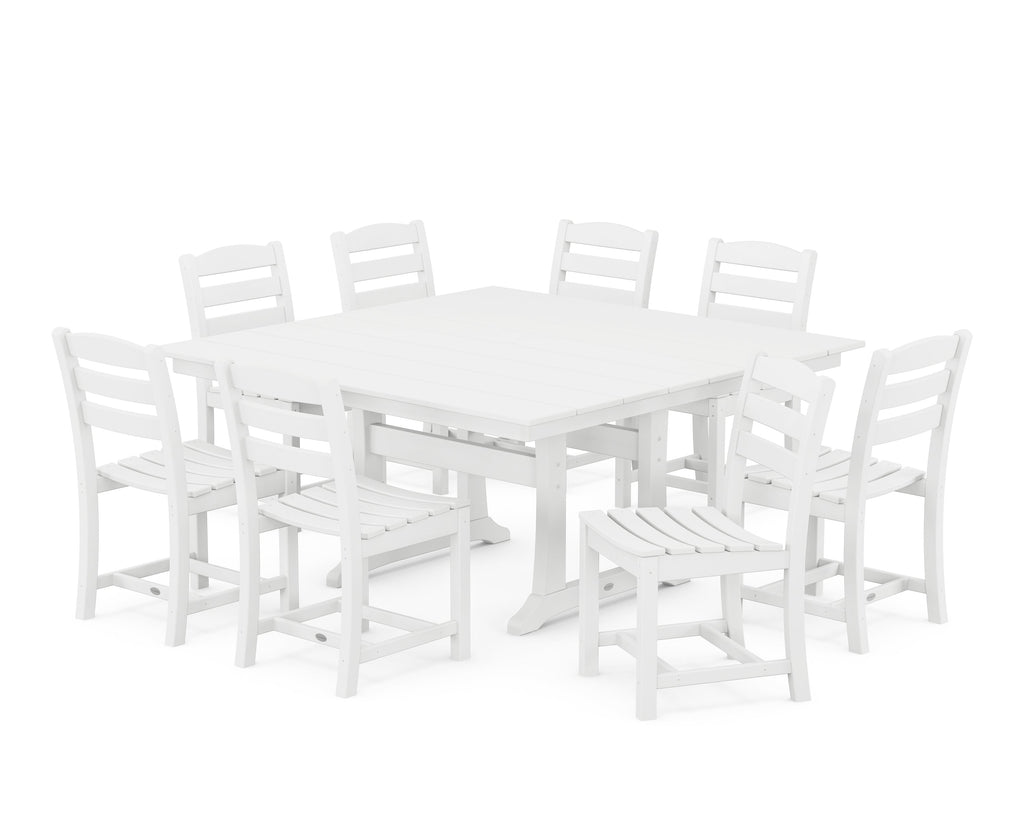 La Casa Café 9-Piece Farmhouse Trestle Dining Set