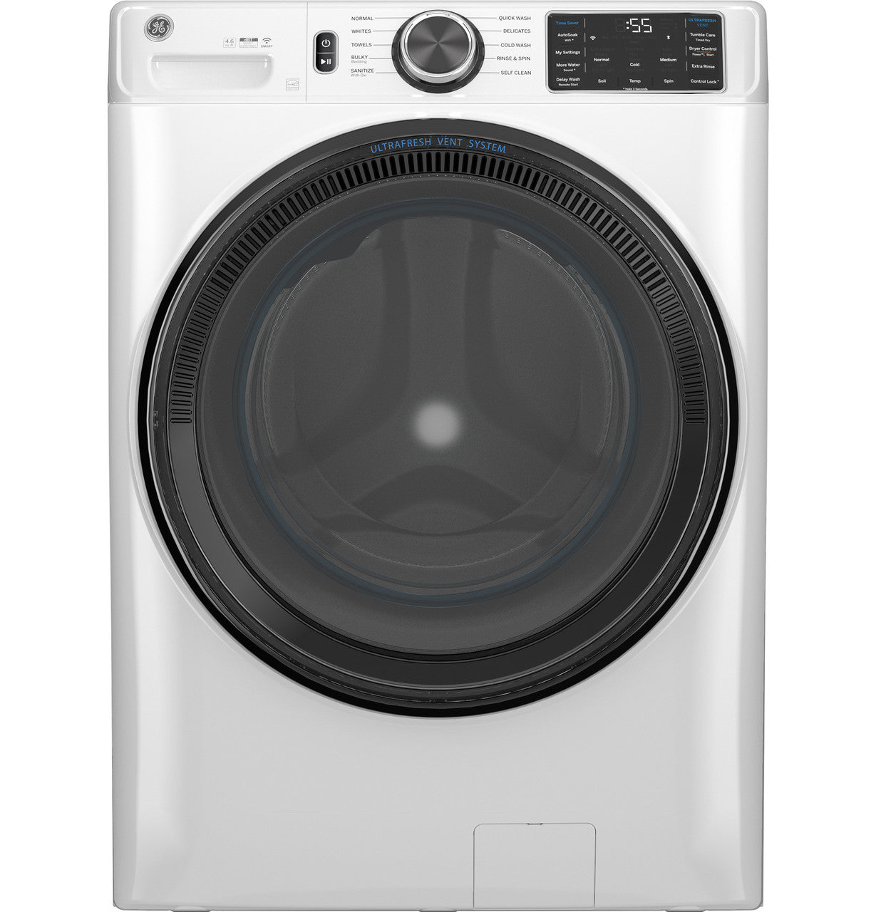 GE GE® 4.6 cu. ft. Capacity Smart Front Load ENERGY STAR® Washer with UltraFresh Vent System with OdorBlock™ and Sanitize w/Oxi