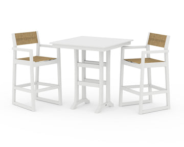 EDGE Sling Arm Chair 3-Piece Farmhouse Bar Set with Trestle Legs