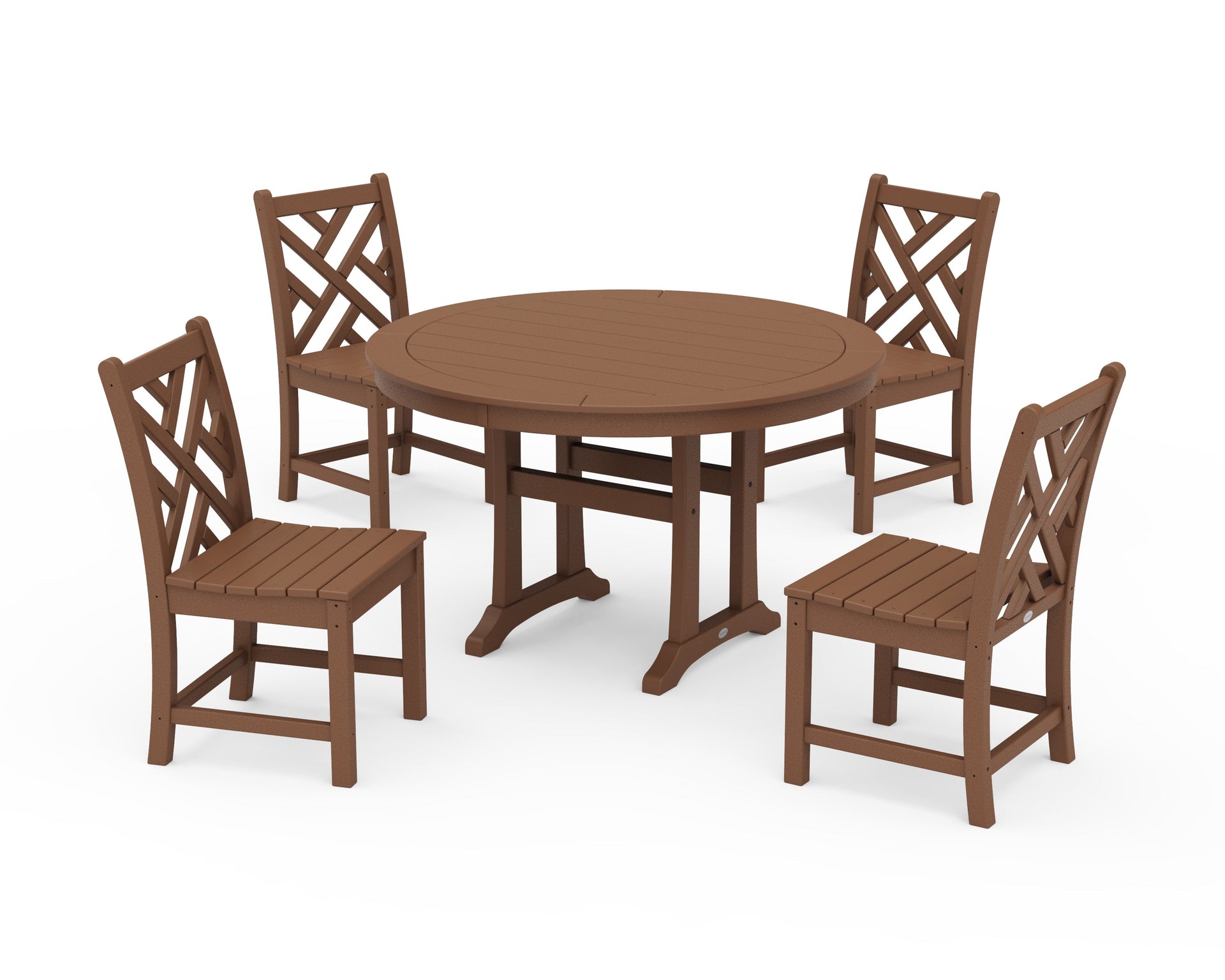 Chippendale Side Chair 5-Piece Round Dining Set With Trestle Legs