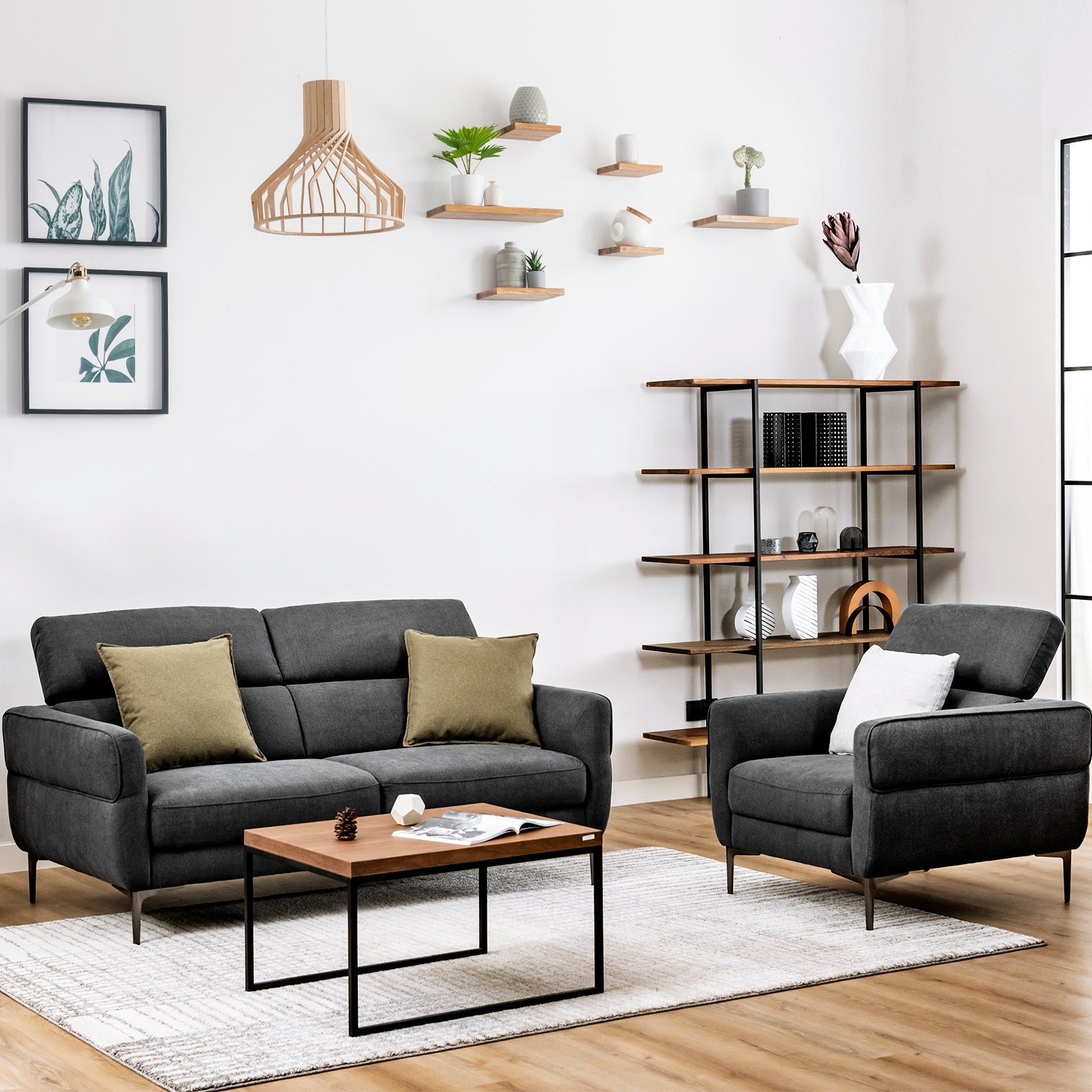 Costway Modern Sofa Set Adjustable Headrest 26731598 New