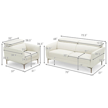 Costway Modern Sofa Set Adjustable Headrest 26731598 New