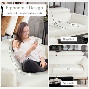 Costway Modern Sofa Set Adjustable Headrest 26731598 New