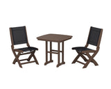 Coastal Folding Side Chair 3-Piece Dining Set