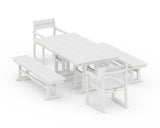 EDGE Sling Arm Chair 5-Piece Farmhouse Dining Set with Benches