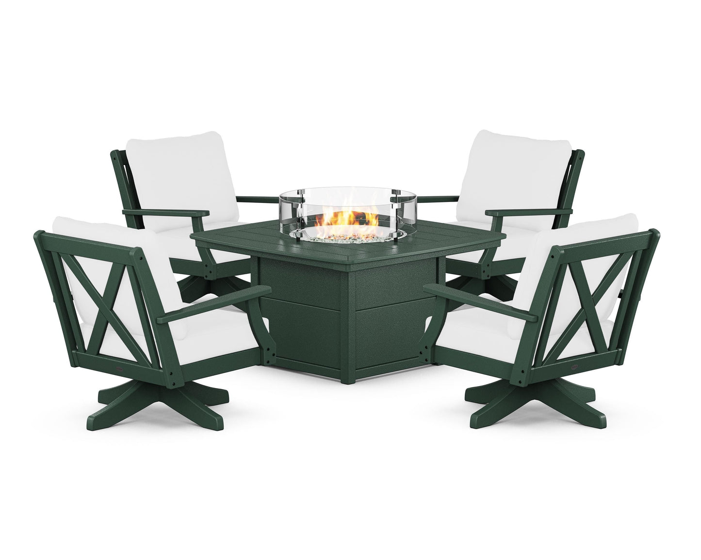 Braxton 5-Piece Deep Seating Swivel Conversation Set with Fire Pit Table