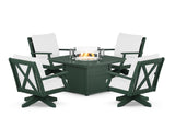 Braxton 5-Piece Deep Seating Swivel Conversation Set with Fire Pit Table