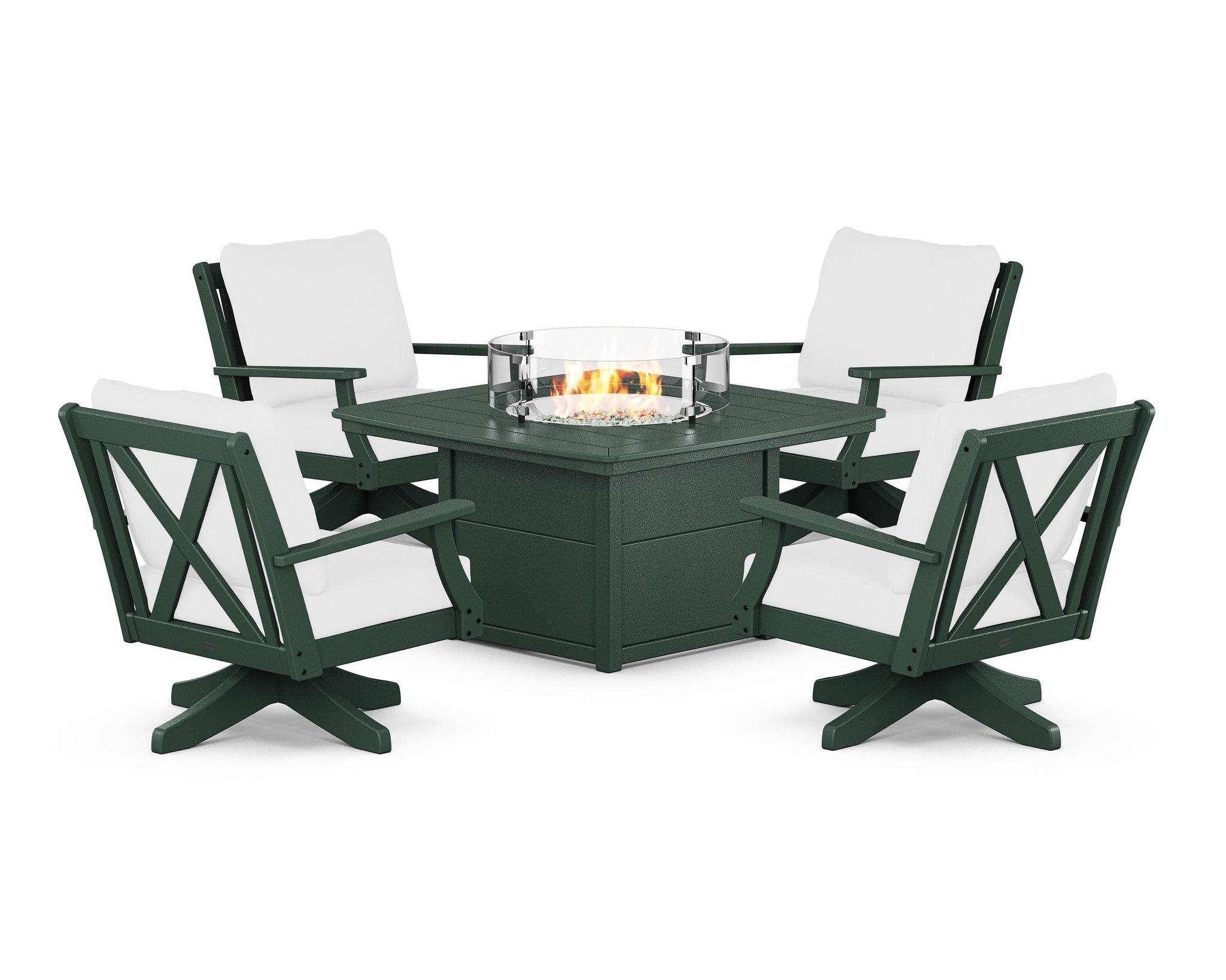 Braxton 5-Piece Deep Seating Swivel Conversation Set with Fire Pit Table