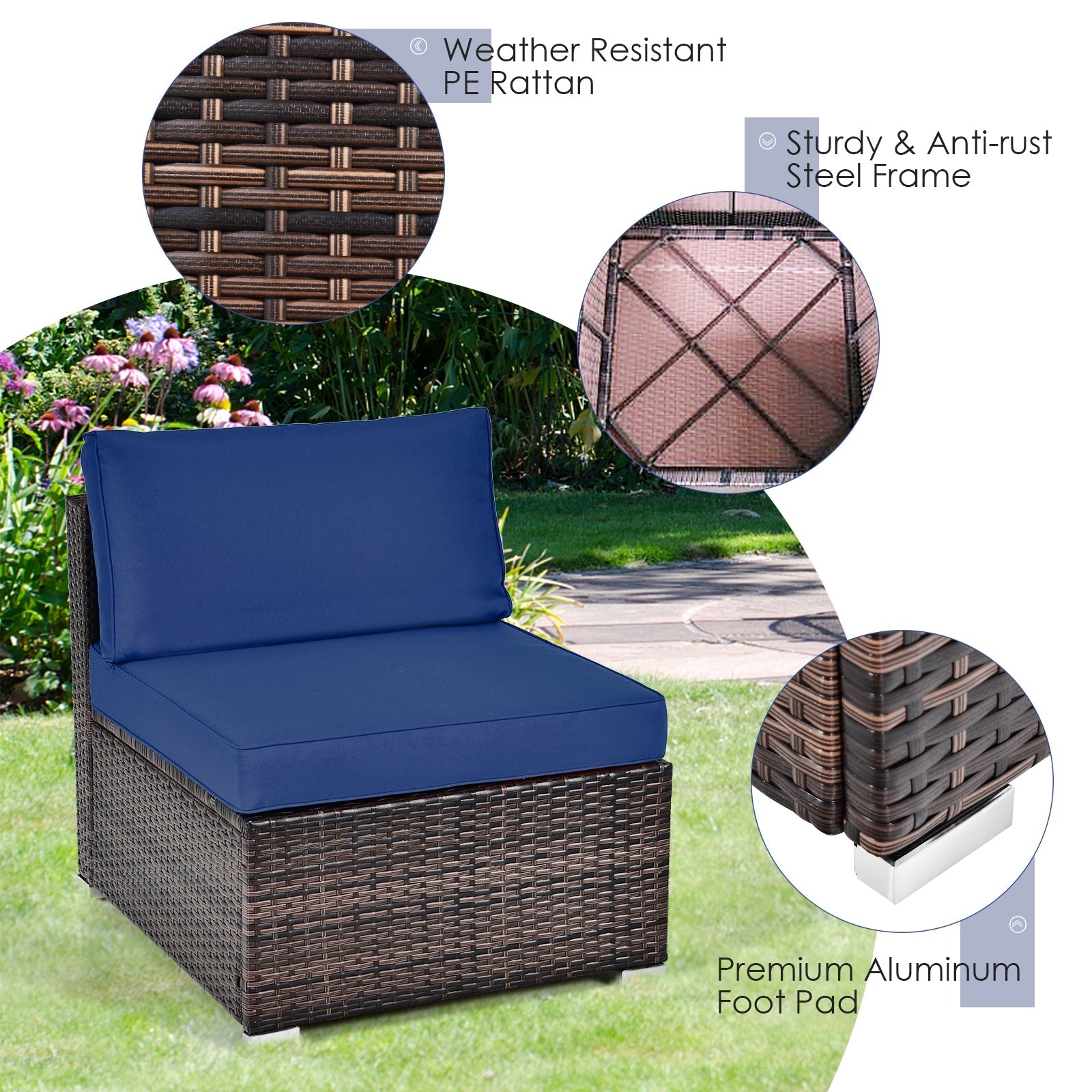 Costway 6-Piece Patio Rattan Sofa Set w/ Cushions & Glass Coffee Table 73265849 New