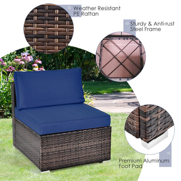 Costway 6-Piece Patio Rattan Sofa Set w/ Cushions & Glass Coffee Table 73265849 New