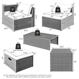 Costway 8-Piece Patio Rattan Sofa Furniture Set w/ Storage Cover Cushions 21549738 New