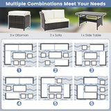 Costway 7 Piece Wicker Patio Furniture Set White 71395624 New