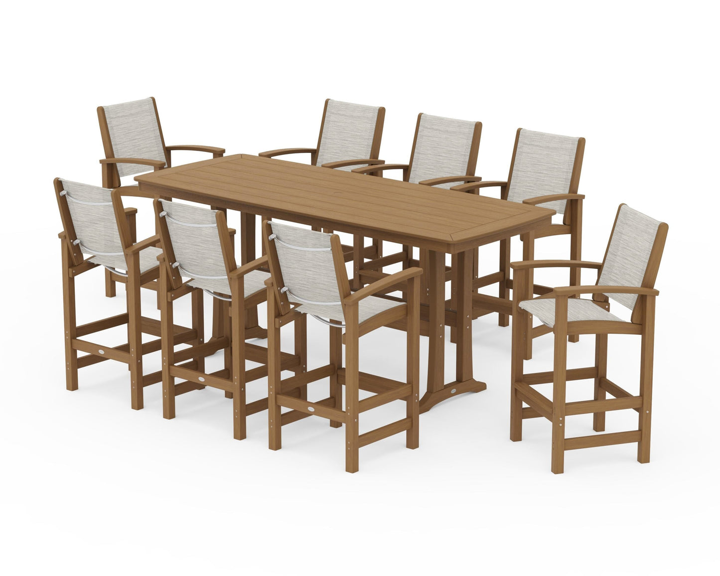 Coastal 9-Piece Bar Set with Trestle Legs