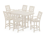 Chinoiserie Arm Chair 7-Piece Farmhouse Bar Set