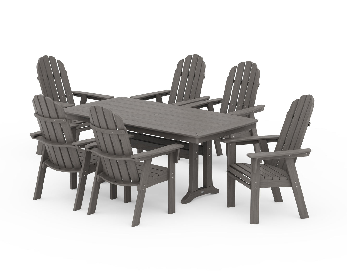 Vineyard Curveback Adirondack 7-Piece Dining Set with Trestle Legs