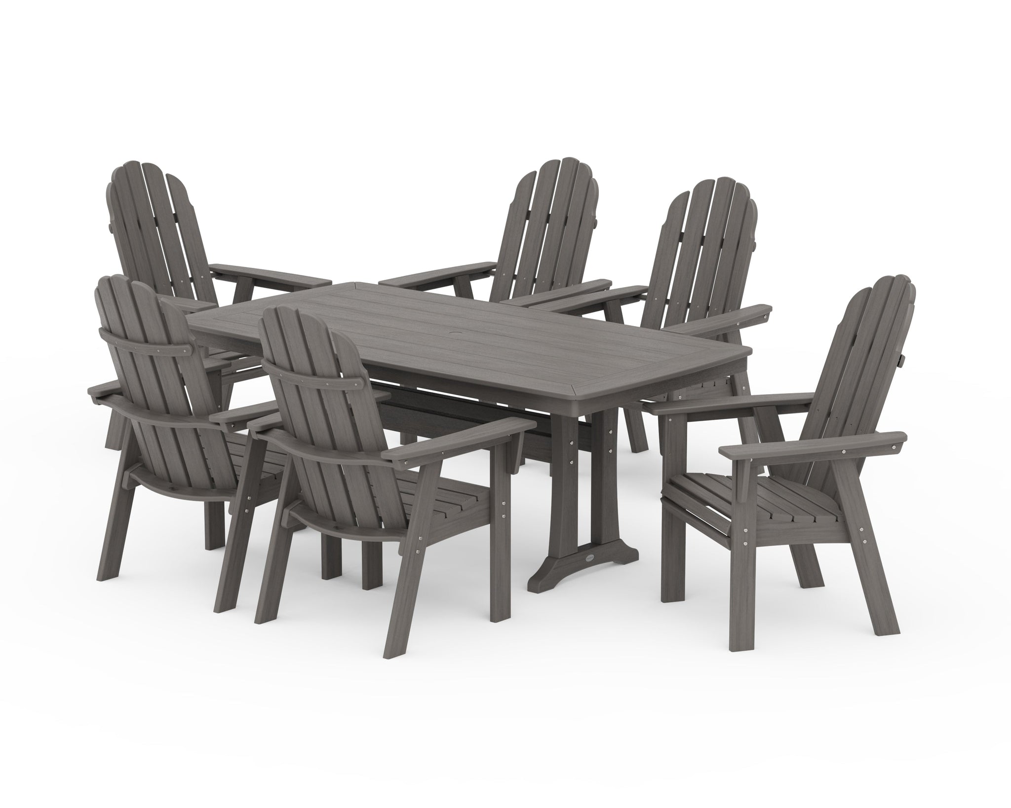 Vineyard Curveback Adirondack 7-Piece Dining Set with Trestle Legs
