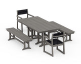 EDGE Sling Arm Chair 5-Piece Farmhouse Dining Set with Benches