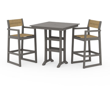 EDGE Sling Arm Chair 3-Piece Farmhouse Bar Set with Trestle Legs