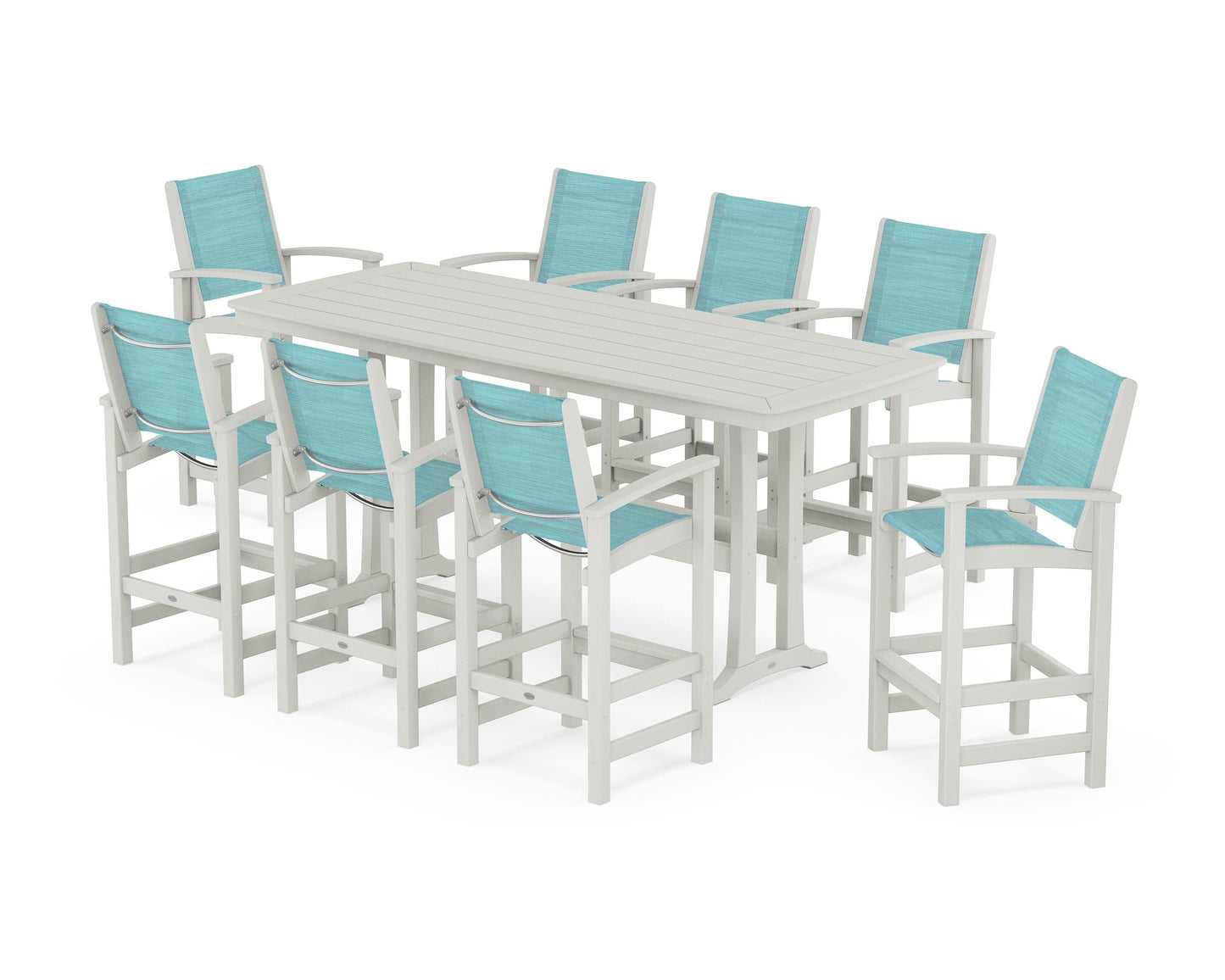 Coastal 9-Piece Bar Set with Trestle Legs