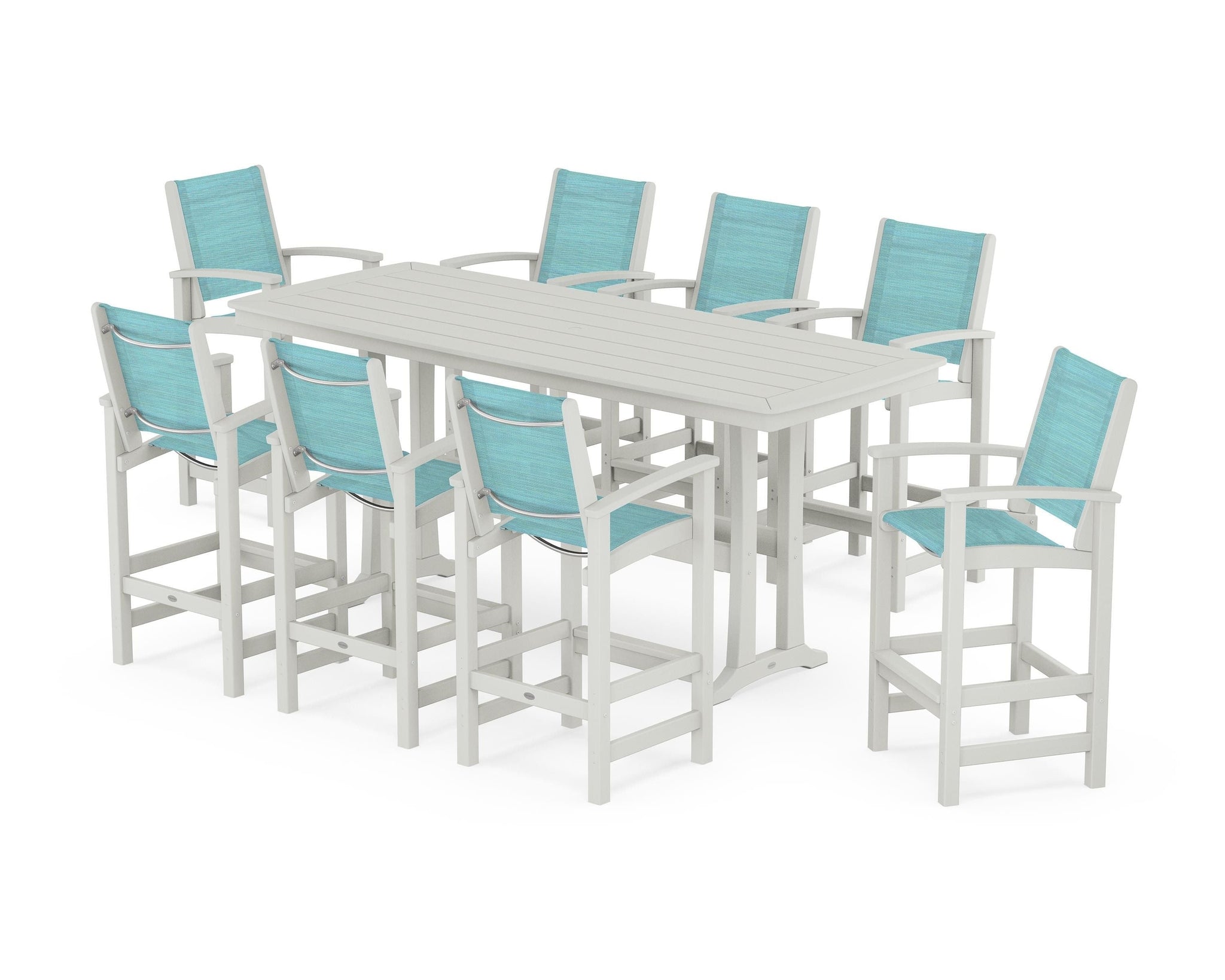 Coastal 9-Piece Bar Set with Trestle Legs
